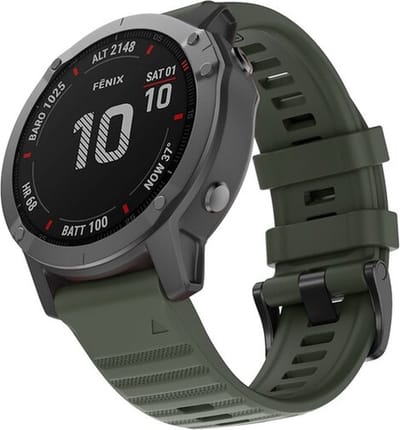 By Qubix - Geschikt voor Garmin bandje - 26mm Quickfit - Siliconen bandje - Leger groen - Geschikt voor Garmin Epix Pro Gen 2 (51mm) / Quatix 7X / 6X & Tactix 7 (pro)
