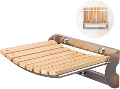 Opvouwbaar Douchezitje - Douchestoel Wandmontage - Veilig Douchen - Massief Hout & RVS - 326X137X270Mm - Wood Color