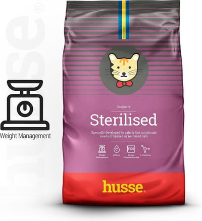 Husse Exclusive Katt Sterilised - Kattenvoer Droog, Kattenvoeding Droog, Kattenbrokken - Gesteriliseerd & Gecastreerd - 5 x 60g proefpakket
