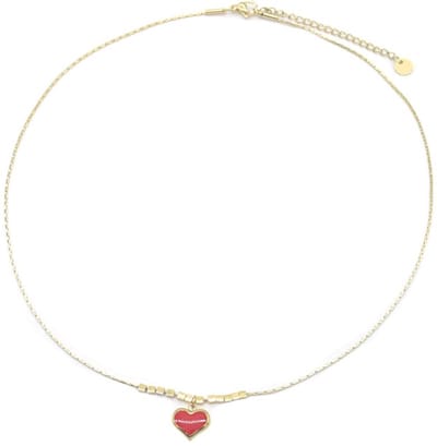 Ketting - Hart en Kralen - RVS - Lengte 39-44 cm - Goudkleurig – valentijn – cadeau