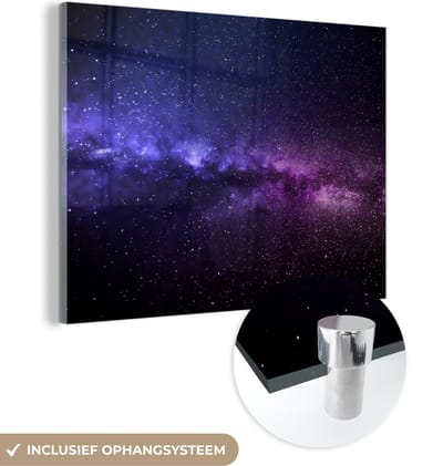 MuchoWow® Glasschilderij 120x90 cm - Schilderij acrylglas - Sterrenhemel - Nacht - Ruimte - Foto op glas - Schilderijen