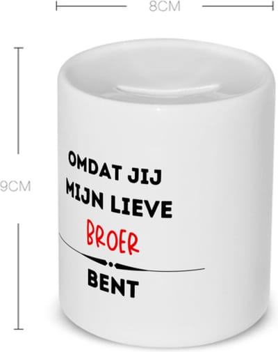 Akyol - omdat jij mijn lieve broer bent Spaarpot - Broer - de liefste broer - verjaardag - cadeautje voor broer - kado - geschenk - 350 ML inhoud