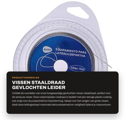 Dailygoods- Visdraad Roestvrij staal - Gevlochten Leider - Plastic Bedekking - 7 Strengen - Zeer Sterk - Ideaal voor Grote Mond Vissen - Vislijn