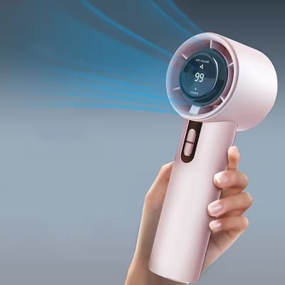 Draagbare handventilator met digitaal display – USB-oplaadbare koelventilator voor buiten, reis en bureau