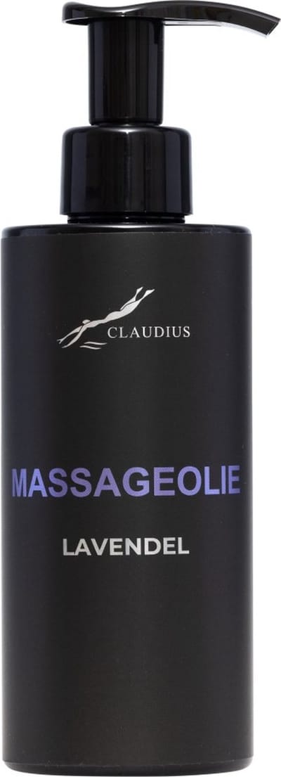 Massageolie Lavendel 300 ml - met pomp - zwarte fles - 100% natuurlijk - biologisch en koud geperst