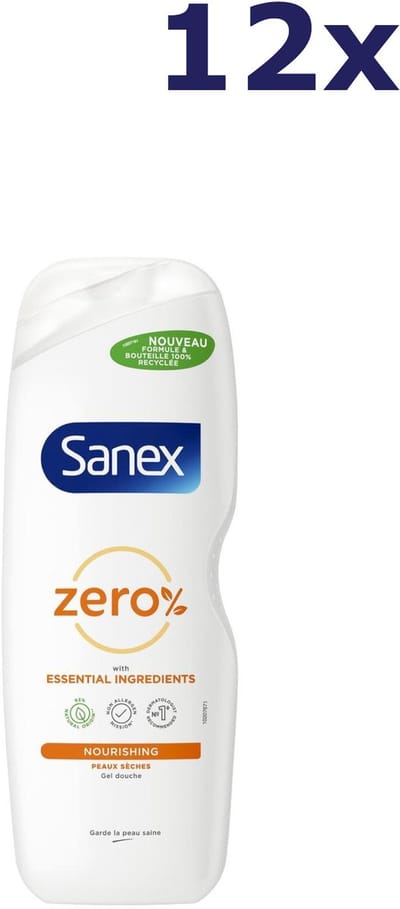 Sanex - Zero% - Nourishing - Douchegel - 12x 725ml - Droge huid - Voordeelverpakking