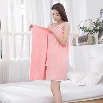 2024 Coral Velvet Badrok Zacht Absorberend Verdikt met Rand Volwassen Vrouwen Borst Gewikkeld Draagbare Badhanddoek 80*135cm roze