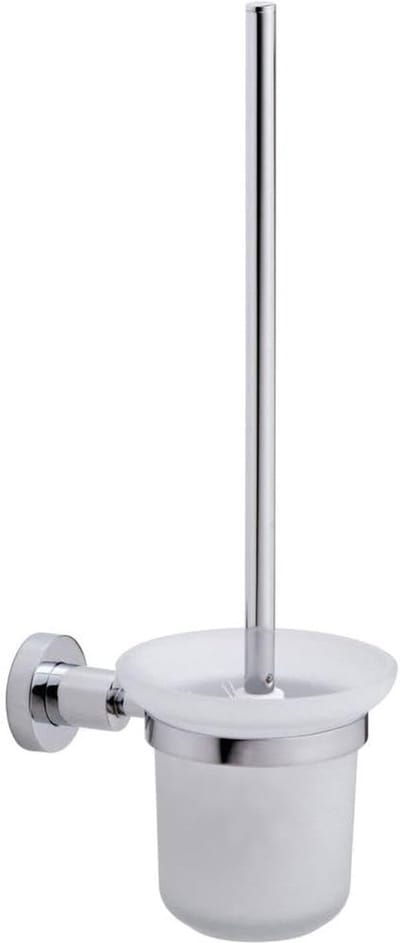 Famanu – Toiletborstelhouder, hoogglans verchroomd metaal, zelfklevend, wandmontage, 160 x 379 x 112 mm
