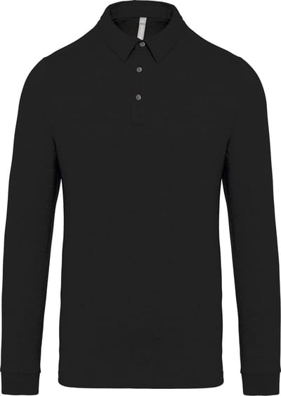 Herenpolo lange mouwen van jersey katoen Kariban Zwart - XXL