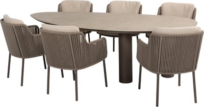 Arizona Bernini dining tuinset 240x130xH75 cm 7-delig keramiek terre 4 Seasons Outdoor