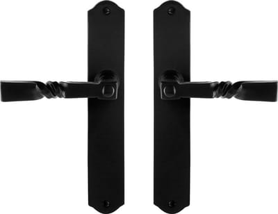 Deurkruk op schild - Smeedijzer zwart - Gietijzer - GPF - GPF6245.60 smeedijzer zwarte Deurklink Nokka op blind, 238x41x4mm