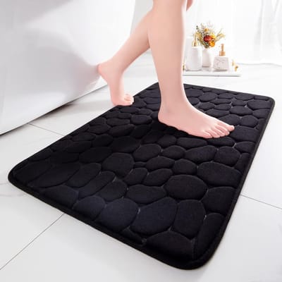 Badmat - ( 50 x 80 cm ) - traagschuim - Antislip - TPR of PVC -absorberend - badkamertapijt - decoratieve - Laagpolig - Kleur : zwart