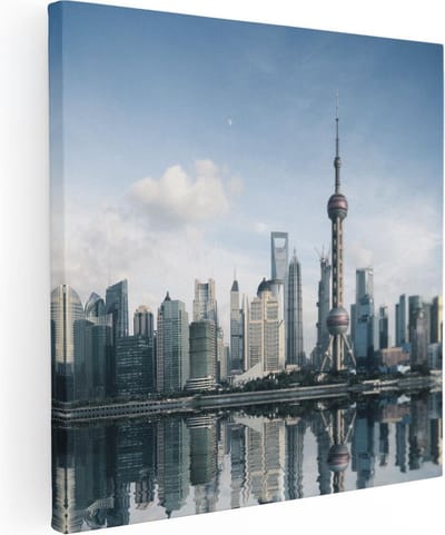 Artaza Canvas Schilderij Stad - 30x30 cm - Klein - Wanddecoratie Skyline - Muurdecoratie Woonkamer - Kamer Accessoires