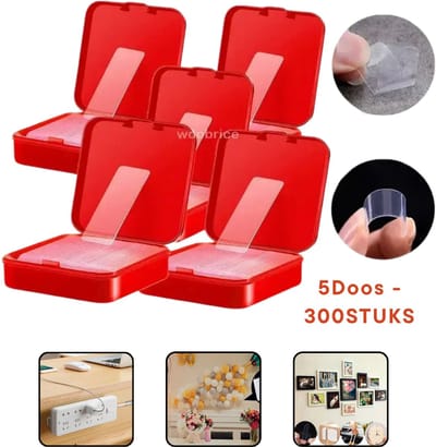 300 Stuks Nano Dubbelzijdige Plakstrips – Herbruikbare Transparante Tape – Super Sterk & Waterdicht – Geen Sporen – Voor Wanddecoratie & Bevestiging – 3,5x1 cm