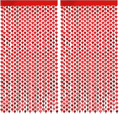 Deurgordijn Backdrop Glittergordijn Rood Valentijn Versiering Glitter Folie Gordijn Versiering - 200*100 - 2 Stuks