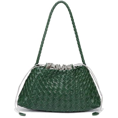 Handgeweven Dames Tas, High-end, Veelzijdig, Enkele Schouder Onderarm Tas, Retro Casual Handgedragen Moeder en Kind Tas gray