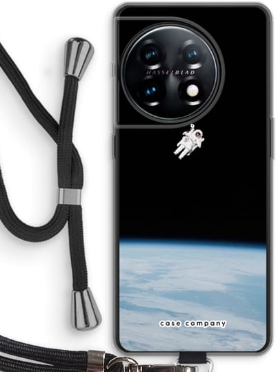 Case Company® - Hoesje met koord geschikt voor OnePlus 11 hoesje met Koord - Alone in Space - Telefoonhoesje met Zwart Koord - Bescherming aan alle Kanten en Over de Schermrand