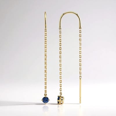 Cavill - Gouden Oorbellen 9K Geelgoud - Blauwe Ceylon Saffier 0,224 ct - Elegant Design - Luxe Sieraden met Edelstenen uit Sri Lanka