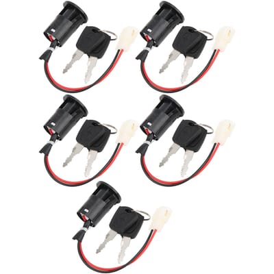 5Set Elektrische Scooter Power Lock Contactsleutel Grote Hoofden Elektrisch Deurslot Twee Kabels black