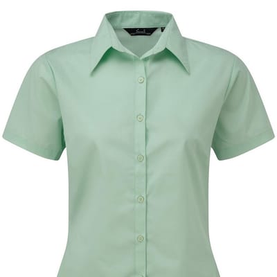 Premier Popeline blouse met korte mouwen / Gewoon werkoverhemd (Aqua)