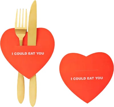 Bestekhouders ''I could eat you'' - Rood - 4 Stuks - 11,5 cm - Valentijn - Valentijnsdag - Hart - Liefde