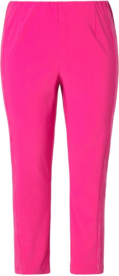 MIAMODA - Dames - Bengaline broek elastische Slim Fit metallic print - Hibiscusrood - Maat 46