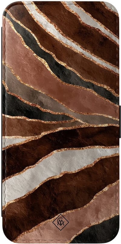 Casimoda® bookcase - Geschikt voor Samsung Galaxy S25 FE - Hoesje met pasjeshouder - Earth Agate - Multi - Kunstleer
