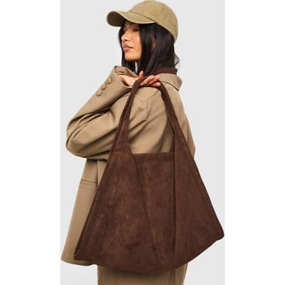 boohoo Dames Namaaksuede Grote Draagtas | Chocoladebruin
