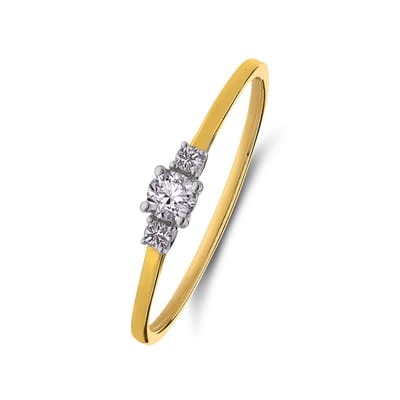 Lucardi Dames 14 karaat geelgouden ring met 3 diamanten 0,14ct voor dames - Ring - 14 Karaat Goud - Goud - 15 / 47 mm
