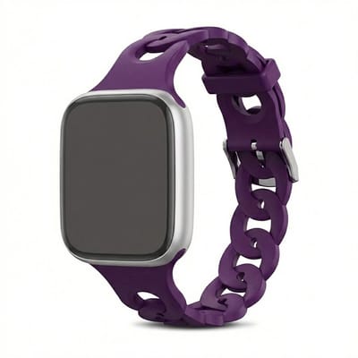Donker paars horlogebandje voor smartwatch dames en heren met ultra dun schakel design van silicone en vaste sluiting, Geschikt voor Apple Watch 42mm (serie 1 / 2 / 3) / 44 mm / 45 mm / 46 mm (serie 10 / 11) / 49 mm (Ultra 1 / 2 / 3)
