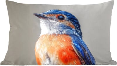 Sierkussens - Kussentjes Woonkamer - 60x40 cm - Kleurrijk - Vogeltje - Veren - Blauw