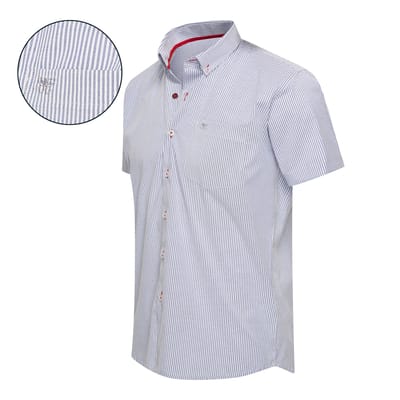 Cappuccino Italia - Heren Overhemden Bronte Stretch - Blauw - Maat XXL
