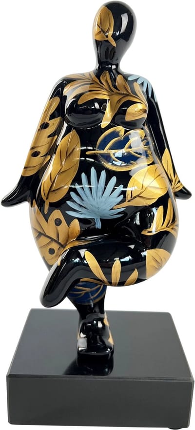 Gilde Handwerk Sculptuur "Dikke Dame yoy " - Polyresin 31x15 cm Zwart Goud