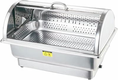 Voedselverwarmer - Warmhoudplaat - Buffet Service - Roestvrij staal - 53 x 33 cm - Zilver