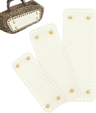 3 Formaten Echte Leren Tasbodemvormer voor Haakwerk, Witte Rechthoekige Basis met Gaten voor Handtassen, Schoudertassen en Crossbody Tassen Maken