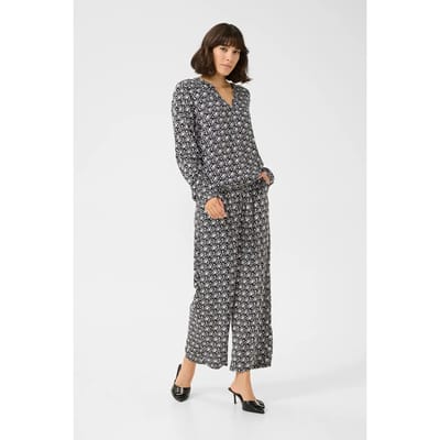 Blouse met lange mouwen Regular fit Black/Moonstruck Retro Print black darkgrey