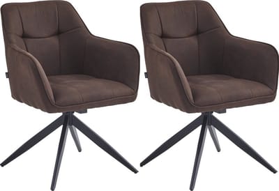 Colenis® - Lungo Eetkamerstoel - Set Van 2 - Bruin - Microfiber Stof - Microvezel - Industrieel - 180°