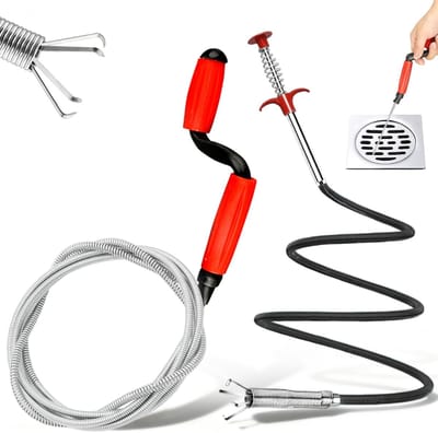 Dailygoods - Buisreinigingsspiraal, 6 m x 6 mm, spiraalafvoer, universele handslinger, afvoerspiraal met 200 cm flexibele klauwgrijper, afvoerreiniger, spiraal voor hardnekkige verstoppingen