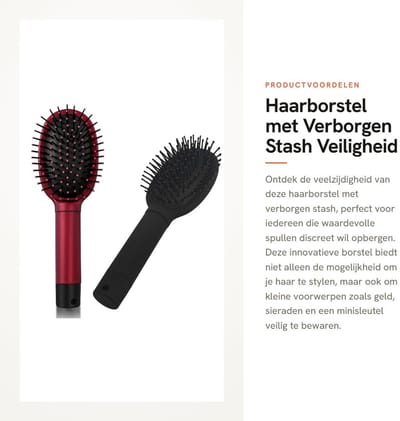 Dailygoods- Haarborstel Antiklit - Haarborstel voor Reizen - Haarborstel voor Sieraden - Haarborstel voor Geld - Haarborstel met Verborgen Stash - Veilig en Discreet - Versteekobject