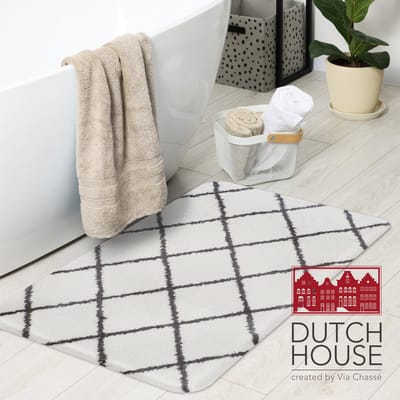 Dutch House Badmat Menton - Badmat 60x90 - Wit - Antislip - Badmatten - Anti Slip Douchemat - Badkamer Mat - Snel Absorberend - Snel Drogende Badmat