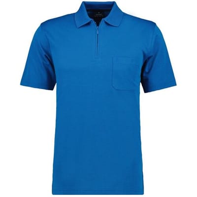 Ragman Uni Easy Care Zipper Poloshirt Pima Cotton Mix Turquoise / male