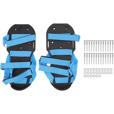 Chaussures Aérateur de Pelouse Chaussures Scarificateur de Jardin Chaussures à Pointes pour Aération du Sol pour Patio Cour Prairie Bleu black