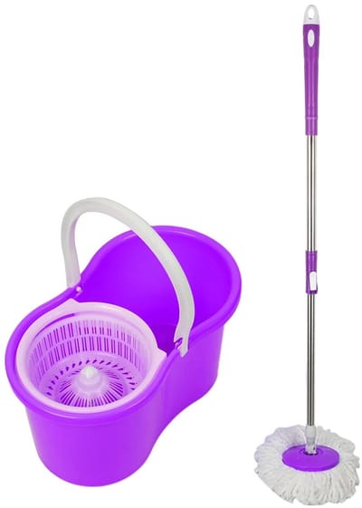 Linkforu - Roterende Mopset – Schoonmaakset - Uitschuifbare Steel - Emmer Met Centrifuge - Microvezel Dweil - Compact Design