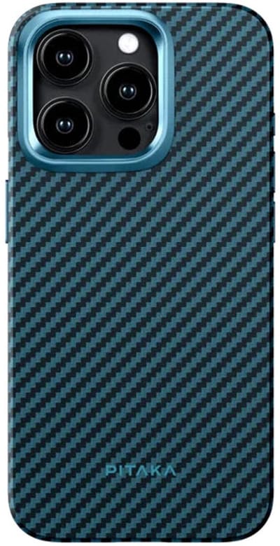 Pitaka MagEZ Hoesje voor iPhone 15 Pro Max – Ultra-dunne en Lichtgewichte Bescherming – MagSafe Compatibel – Gemaakt van Duurzaam Aramide Fiber - Blauw