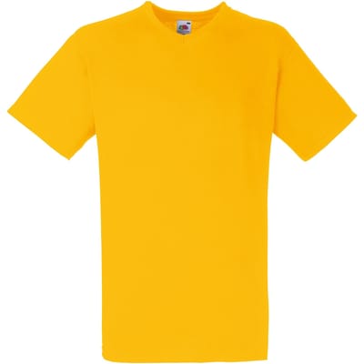 Fruit Of The Loom Heren Valuegewicht V-hals, T-shirt met korte mouwen. (Zonnebloem)
