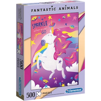 Clementoni - Fantastic Animals puzzel - Unicorn - 500 stukjes, puzzel volwassenen