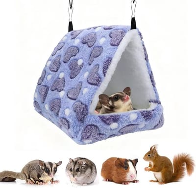 Zachte Hangmat voor Kleine Dieren - Tunnel en Schuilplaats voor Hamsters, Fretten en Cavia's (Paars, 24 * 23 * 25cm)