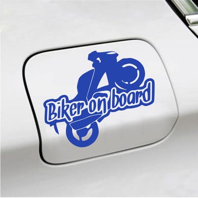 Bumpersticker - Biker On Board - 11,9 X 14,8 - Blauw