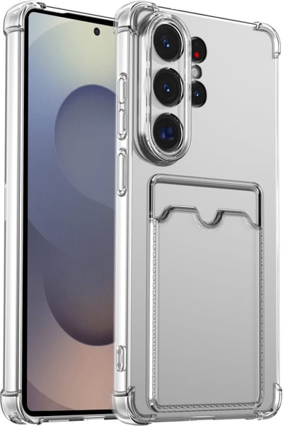 Casemania Hoesje Geschikt voor Samsung Galaxy S26 Ultra - Transparant - Anti-Shock Back Cover met Pasjeshouder - Telefoonhoesje met Kaarthouder en Camera Bescherming