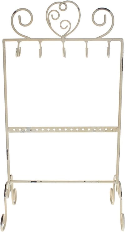 Sieradenstandaard van 37 cm in oud wit met shabby chic design voor moderne sieradenopslag en organisatie
